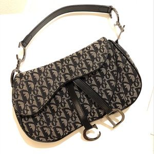 Dior Black Monogram Double Saddle Bag